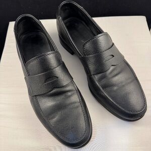 Prada Black Saffiano Leather Penny Dress Loafer